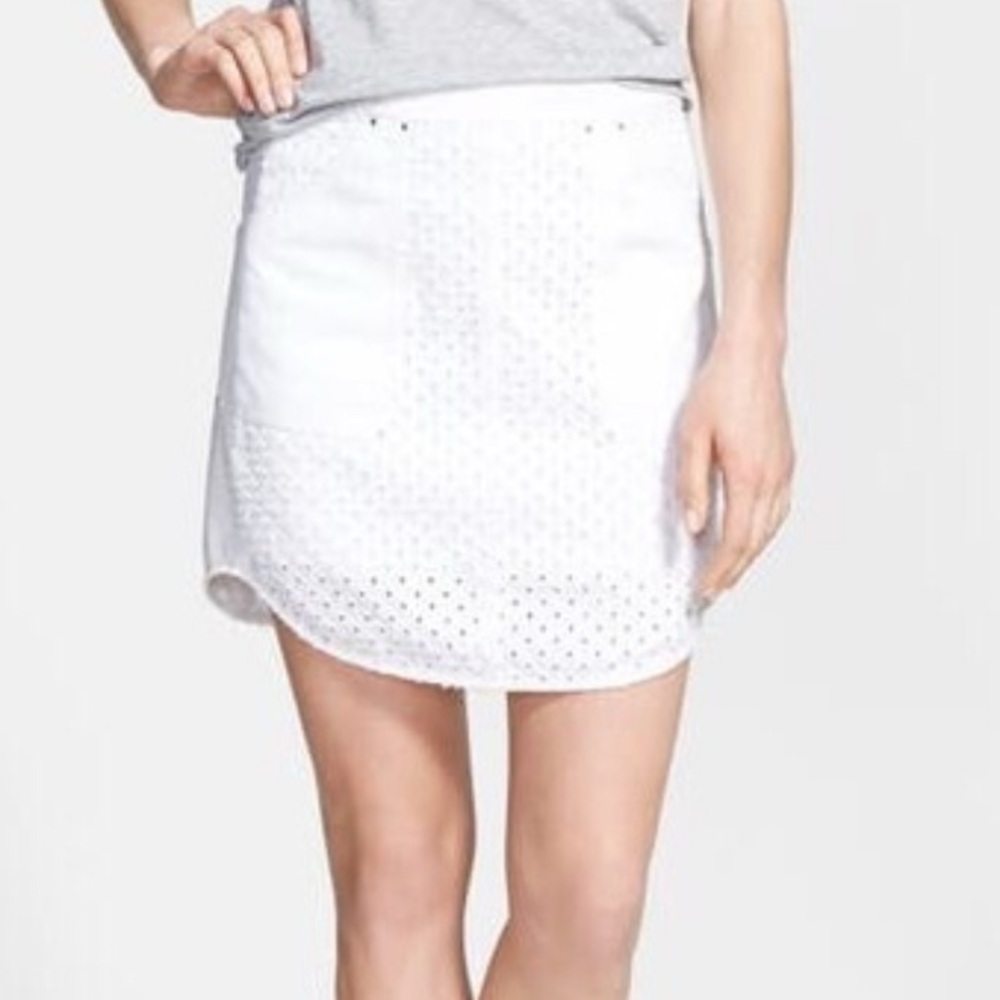 Rebecca Taylor Punched White Denim Mini Skirt, 4